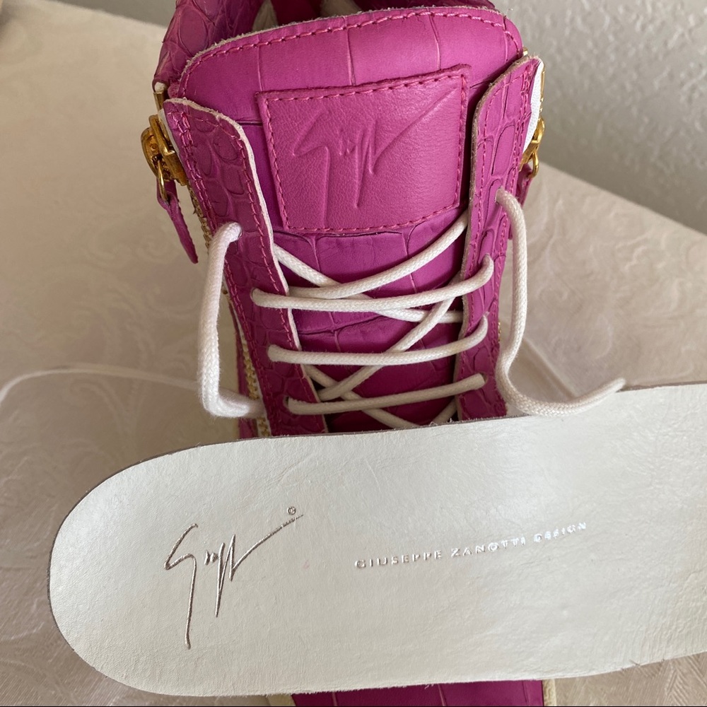 giuseppe zanotti pink croc high top sneakers - Picture 5 of 8